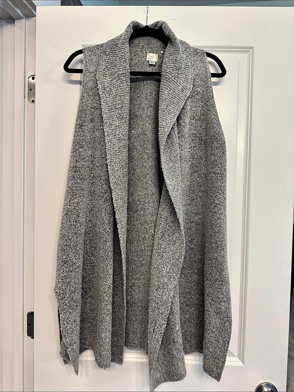 aday Open Front Draped Cardigan in Gray Size Small